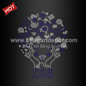 Hotsale ZOB Rhinestone Transfers Design for Zeta Phi Beta Sorority Afro Girls Design Hotsale ZOB Rhinestone Transfers Design for Zeta Phi Beta Sorority Afro Girls Design